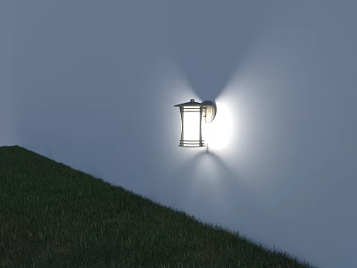 Modern Outdoor Wall Light With Bright Lighting And Grass Background 3d model