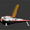 Futuristic Orange And White Spacecraft With Transparent Cockpit And Wings