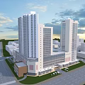 Modern High-rise Residential Complex With Commercial Area And Green Space