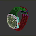Practical Daily Life Watch With Black Dial Silicone Strap Breathable Holes And Silver Bezel
