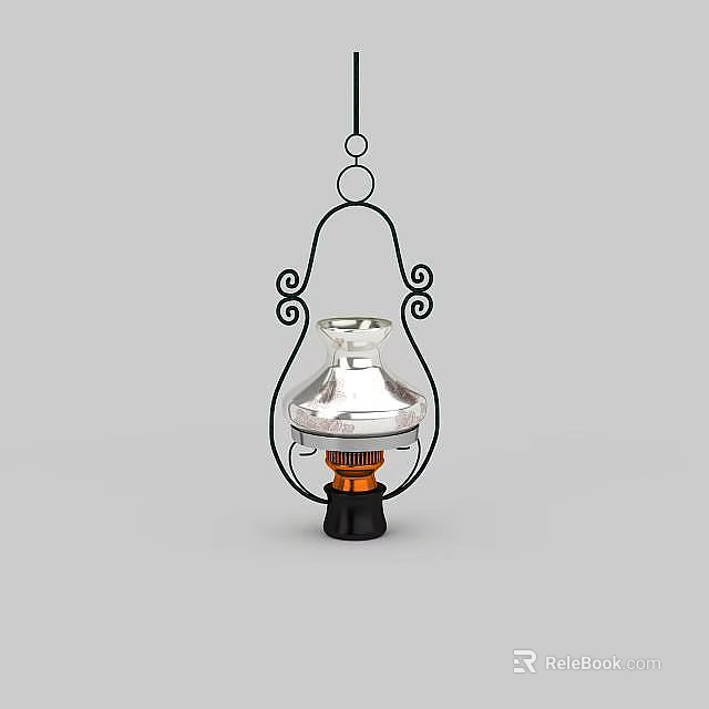 Vintage Style Chandelier With Black Metal Frame Swirl Designs And Silver Lampshade 3d model 