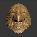 Golden Eagle Head Sculpture with Detailed Feathers on Reflective Dark Surface 3d model