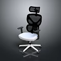 Modern Office Chair With Black Mesh Back White Seat Headrest And Armrests