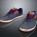 Casual Sports Shoes With Dark Blue Purple Orange Accents White Sole And Purple Laces
