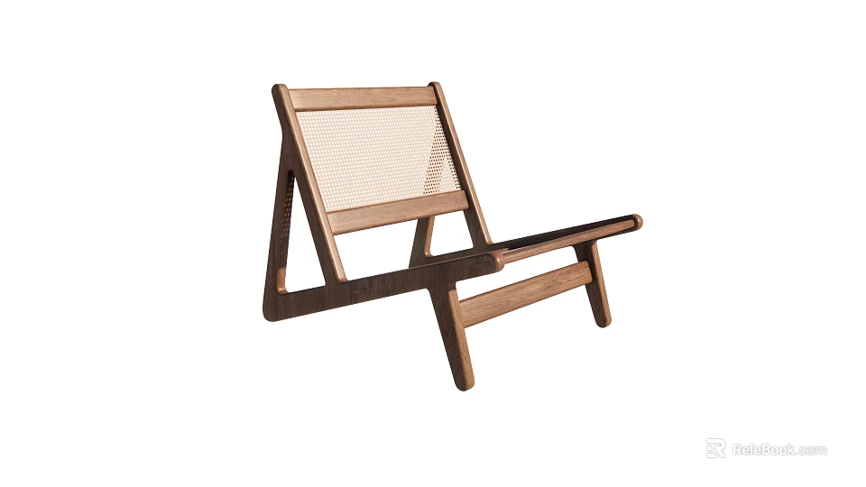Minimalist Design Leisure Chair With Solid Wooden Frame And Ergonomic Mesh Backrest 3d model 