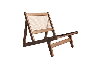 Minimalist Design Leisure Chair With Solid Wooden Frame And Ergonomic Mesh Backrest 3d model
