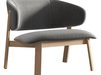Modern Stylish Accent Chair With Upholstered Armrest Gray Seat And Light Wood Frame 3d model