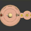 Steampunk Tiered Lighting Combinations With Rotating Brass Gears And Colorful Spheres