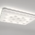Modern White Ceiling Light With Round Holes Square And Circular Decorative Design 3d model