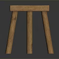 Simple Design Wooden Stool With Curved Seat Natural Wood Grain And Four Legs
