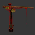 Antique Mechanical Lever Structure With Metal Arm Rotating Wheel And Suspended Rope