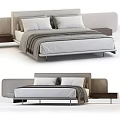 Modern Minimalist Bed Design With Headboard Neutral Pillows And Nightstand