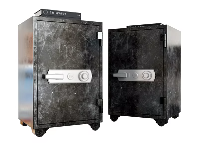 Two Black Heavy Duty Safes With Combination Locks And Rolling Wheels For Secure Storage 3d model