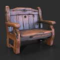 Wooden Outdoor Chair With Armrests And Natural Texture For Garden Seating