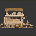 Intricate Golden Carriage Model With Canopy Wheels Barrels And Base