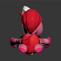 Anthropomorphic Pink Creature Red Long Hair Ponytail Black Pink Sportswear Fluffy Tail White Red Sneakers
