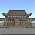 Traditional Chinese Architectural Design With Double Eaved Roof Wooden Columns And Stone Platform