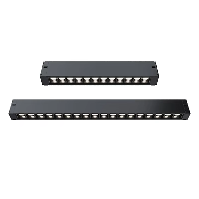 Black Linear LED Downlights Spotlights Featuring Multiple Lamp Heads and Sleek Design 3d model