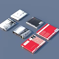 Creative Diverse Books And Magazines With White Black Red Covers And Graphic Typographic Designs
