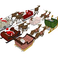 Christmas Art Installation Featuring Decorative Sleighs Reindeer And Festive Designs