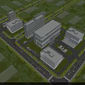Aerial Planning Layout of Modern Building Complex Featuring Road Network and Green Spaces