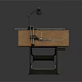 Professional Drafting Table With Wooden Top Metal Stand And Drawing Tools
