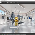 Modern Fashion Clothing Store Interior With Mannequins Clothing Displays And Lighting Fixtures