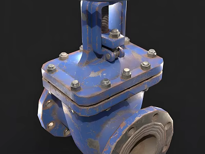 Blue Industrial Valve With Metal Bolts And Durable Construction For Industrial Equipment 3d model