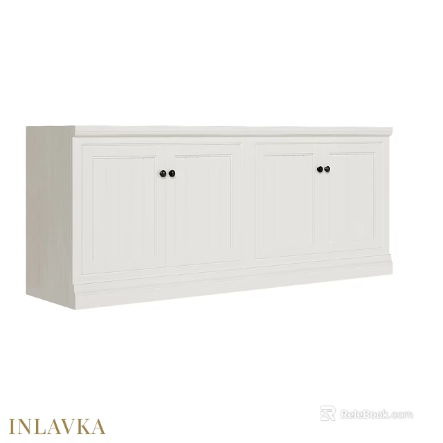 White Modern Dresser With Two Doors And Black Knobs For Home Decor 3d model 