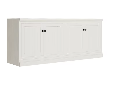 White Modern Dresser With Two Doors And Black Knobs For Home Decor 3d model