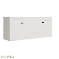 White Modern Dresser With Two Doors And Black Knobs For Home Decor