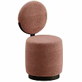 Set Of Two Modern Pink Upholstered Stools With Round Backrest And Black Base