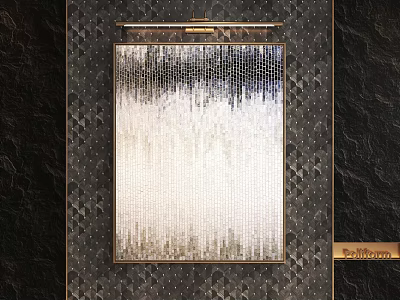 Modern Gold Border Frame With Abstract Textured Artwork On Dark Geometric Pattern Wall 3d model