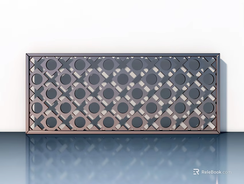 Modern Flush Door With Geometric Pattern Circular And Square Design Metal Frame 3d model