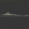 Realistic 3D Terrain Model With Green Mountain Topography And Volcanic Crater
