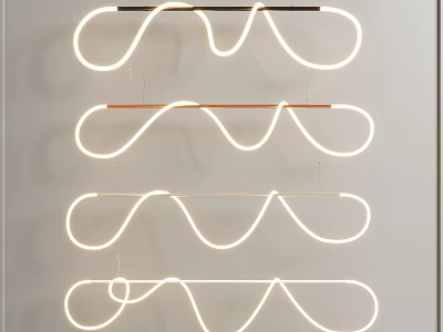 Contemporary LED Chandelier With Curved Design And Soft White Lighting For Modern Interiors 3d model