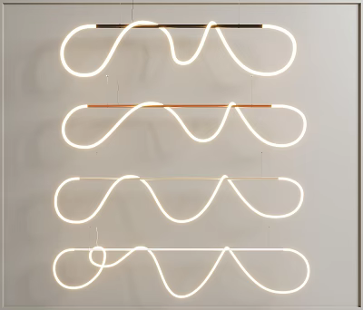 Contemporary LED Chandelier With Curved Design And Soft White Lighting For Modern Interiors 3d model
