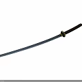 Detailed Traditional Samurai Sword With Brown Wrapped Handle Golden Fitting And Black Scabbard