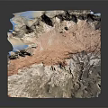 Natural Garden Landscape With Rocky Formations Sandy Terrain And Water Features