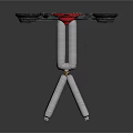 Industrial Mechanical Components With Tripod Stands Red Tops And Circular Parts