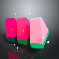 Colorful Watermelon Shaped Decorative Pieces With Pink Red Green Hues And Star Accents