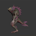 Mythical Fantasy Game Movie Character With Fish Like Fins Pink Purple Skin And Yellow Eyes