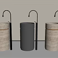 Three Modern Washbasins With Different Materials And Silver Faucets Design 3d model
