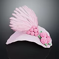 Pink Plant Decor Featuring Feathery Pink Accents Green Leaves And Roses