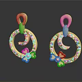 Delicate Golden Earrings Featuring Pearl Accents Moon Shape And Flower Details