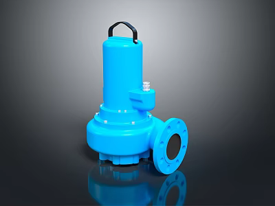 Blue Industrial Submersible Pump With Top Handle Flange Base And Motor Housing 3d model