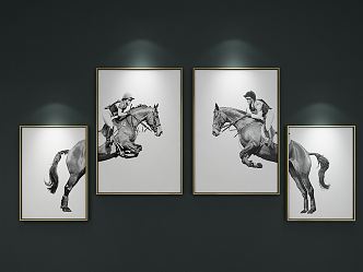 Modern Animal Painting Abstract Horse Riding Art Deco Hanging Painting Photo Wall Abstract Painting 3d model