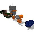 Modern engine mechanical motor a group 3d model
