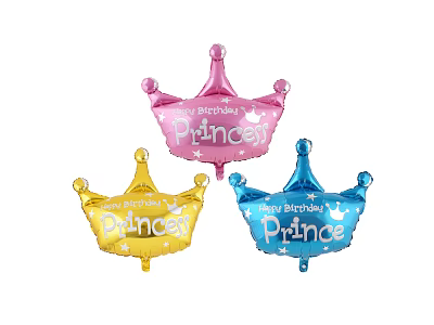 Crown Shaped Happy Birthday Balloons for Princess and Prince Party Supplies 3d model