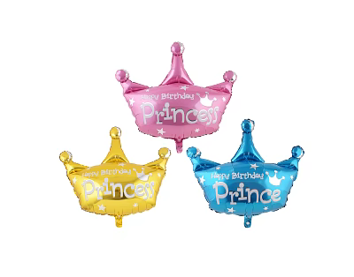 Crown Shaped Happy Birthday Balloons for Princess and Prince Party Supplies 3d model